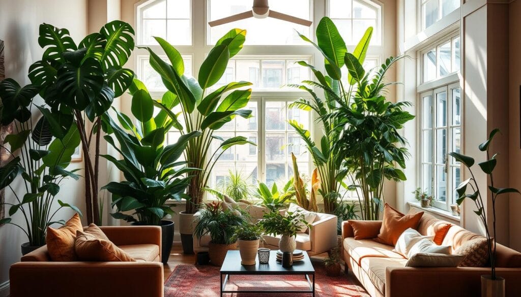 creating focal points with towering indoor greenery