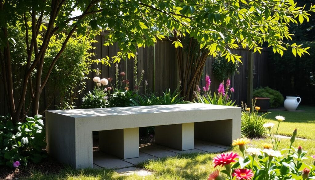 DIY Concrete Garden Bench