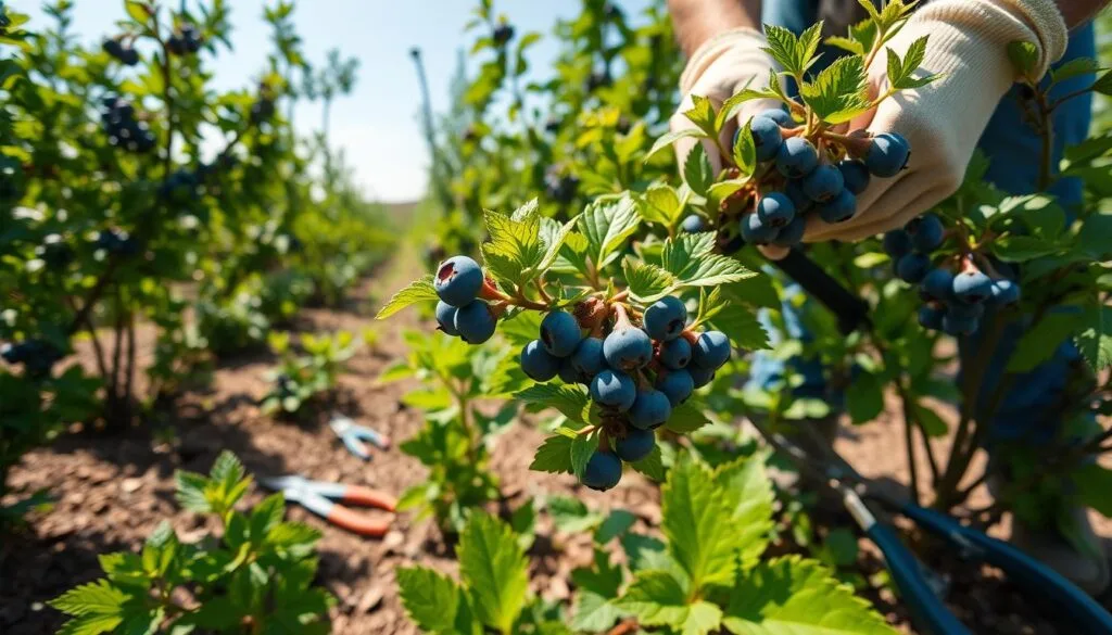 Pruning blueberry bushes