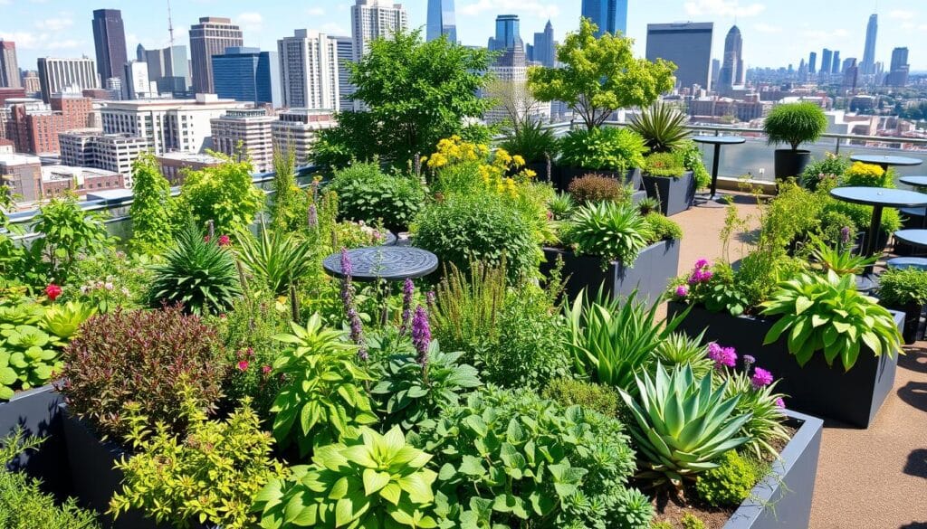 Rooftop garden plants