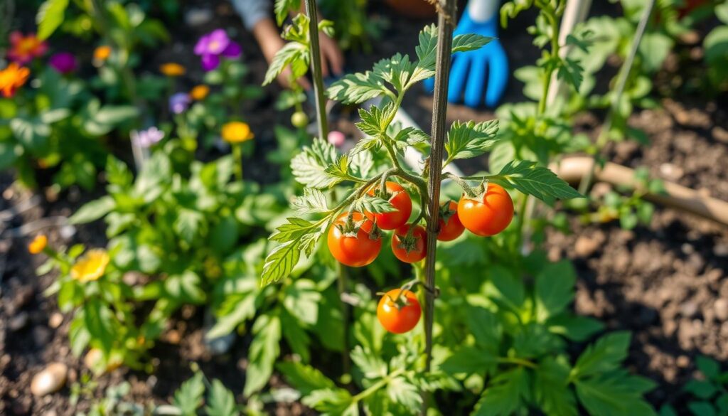 Tiny tomato plant training