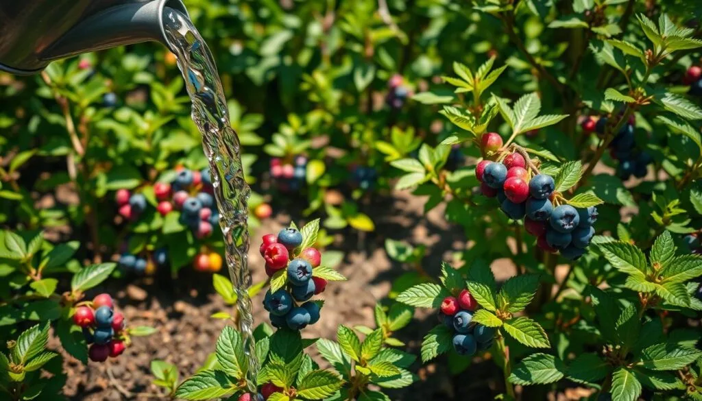 Watering blueberry plants