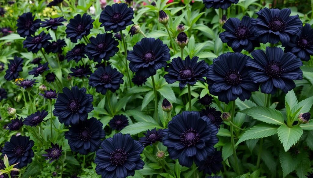 black flowers