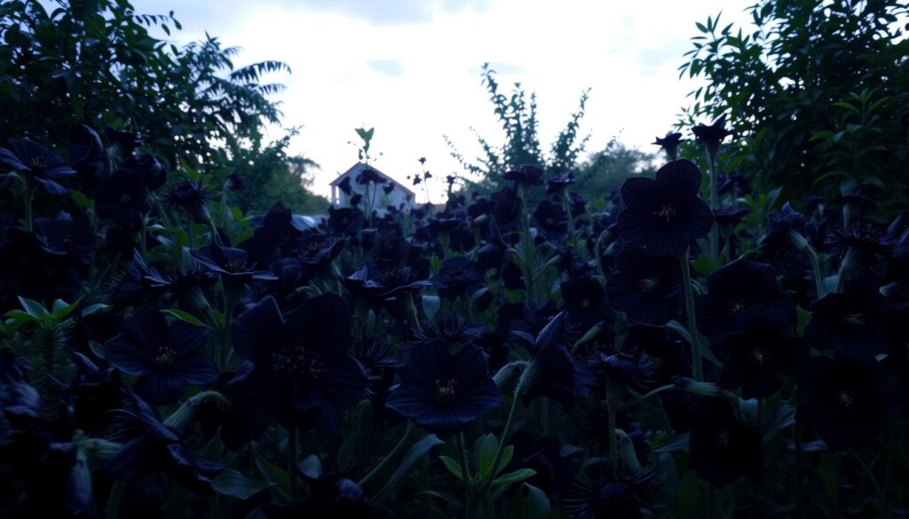 black flowers