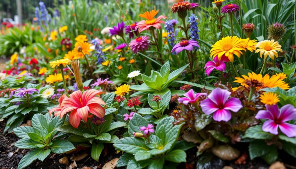 native plants in rain garden