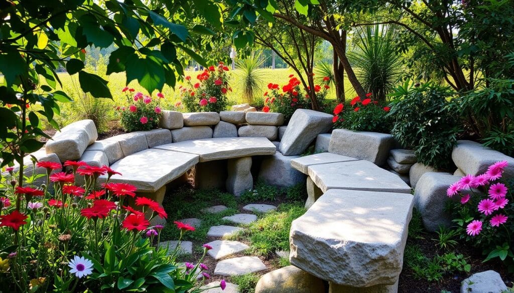 natural stone benches