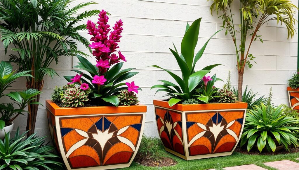 stylized garden planters