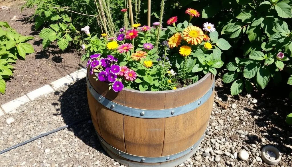 whiskey barrel gardening